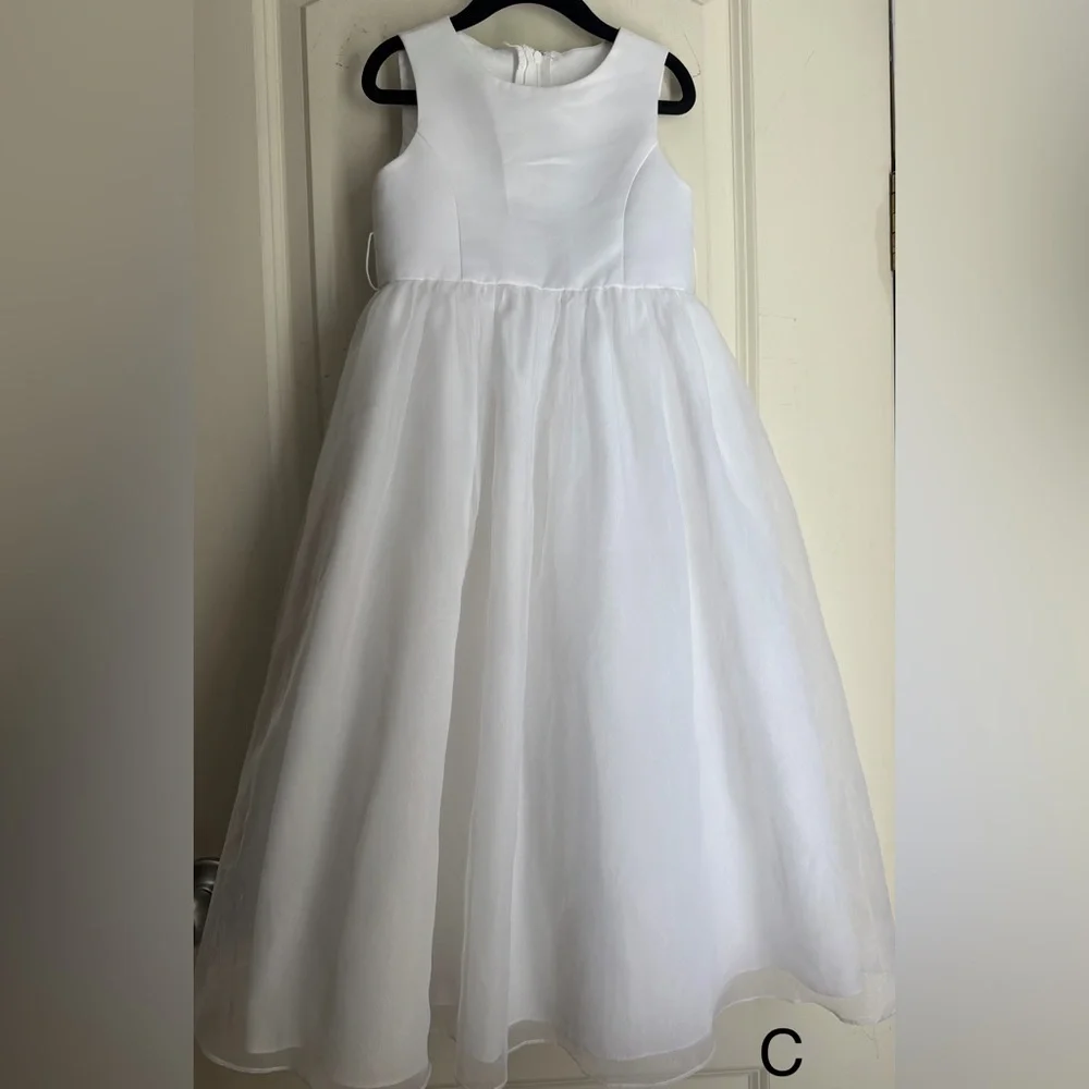 David's Bridal White Girls Formal Tulle Gown sz 4 flower girl formal clean - Picture 2 of 10